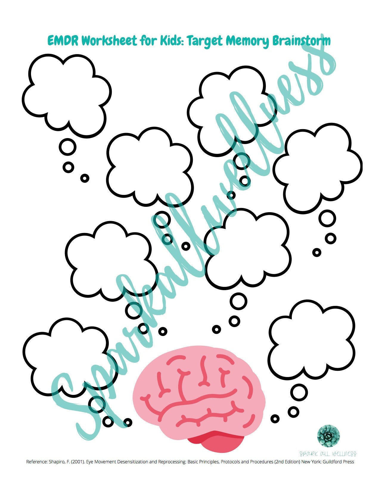 emdr memory brainstorm worksheet for kids etsy new zealand