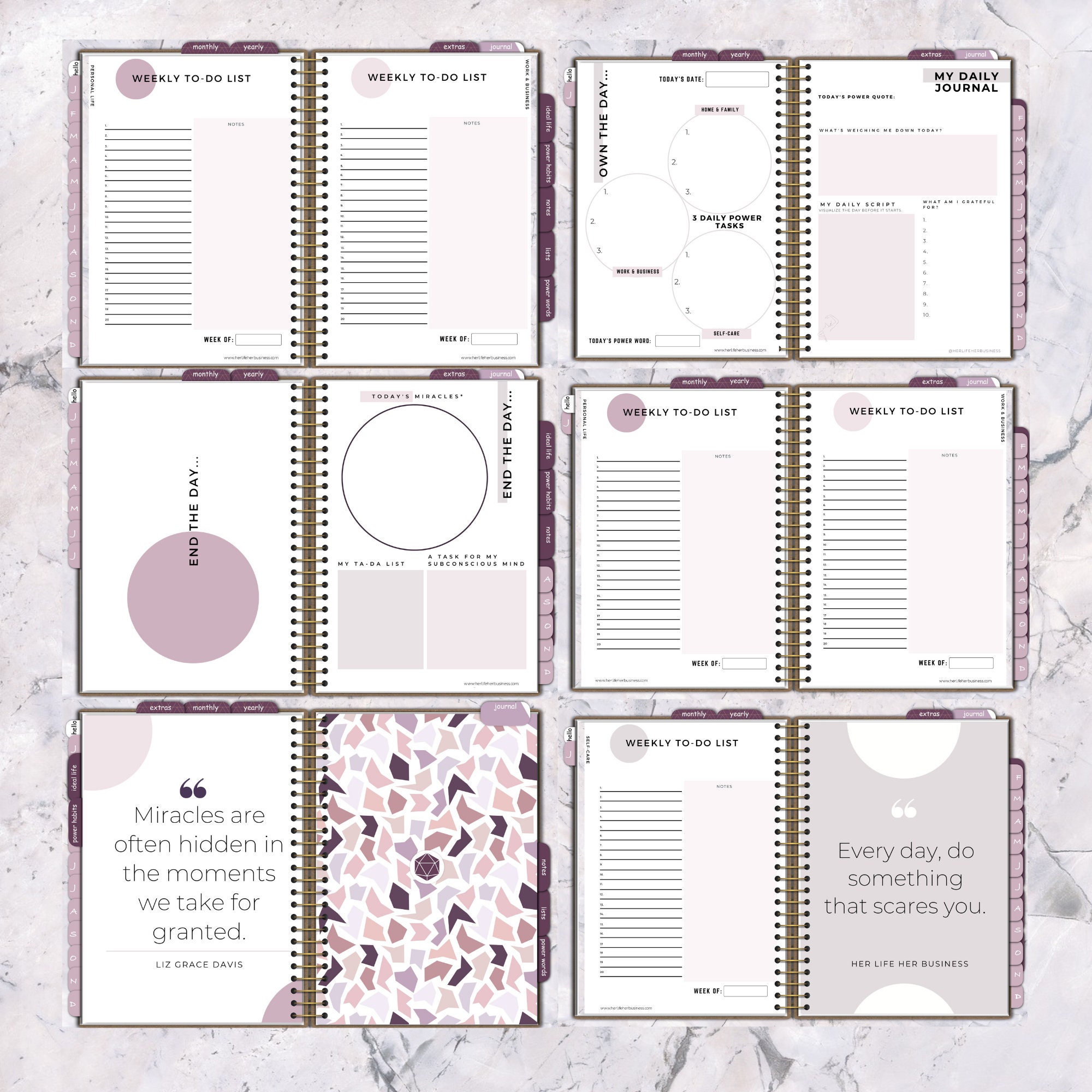 Clickable Undated Digital Planner Download, Landscape Digital Planner