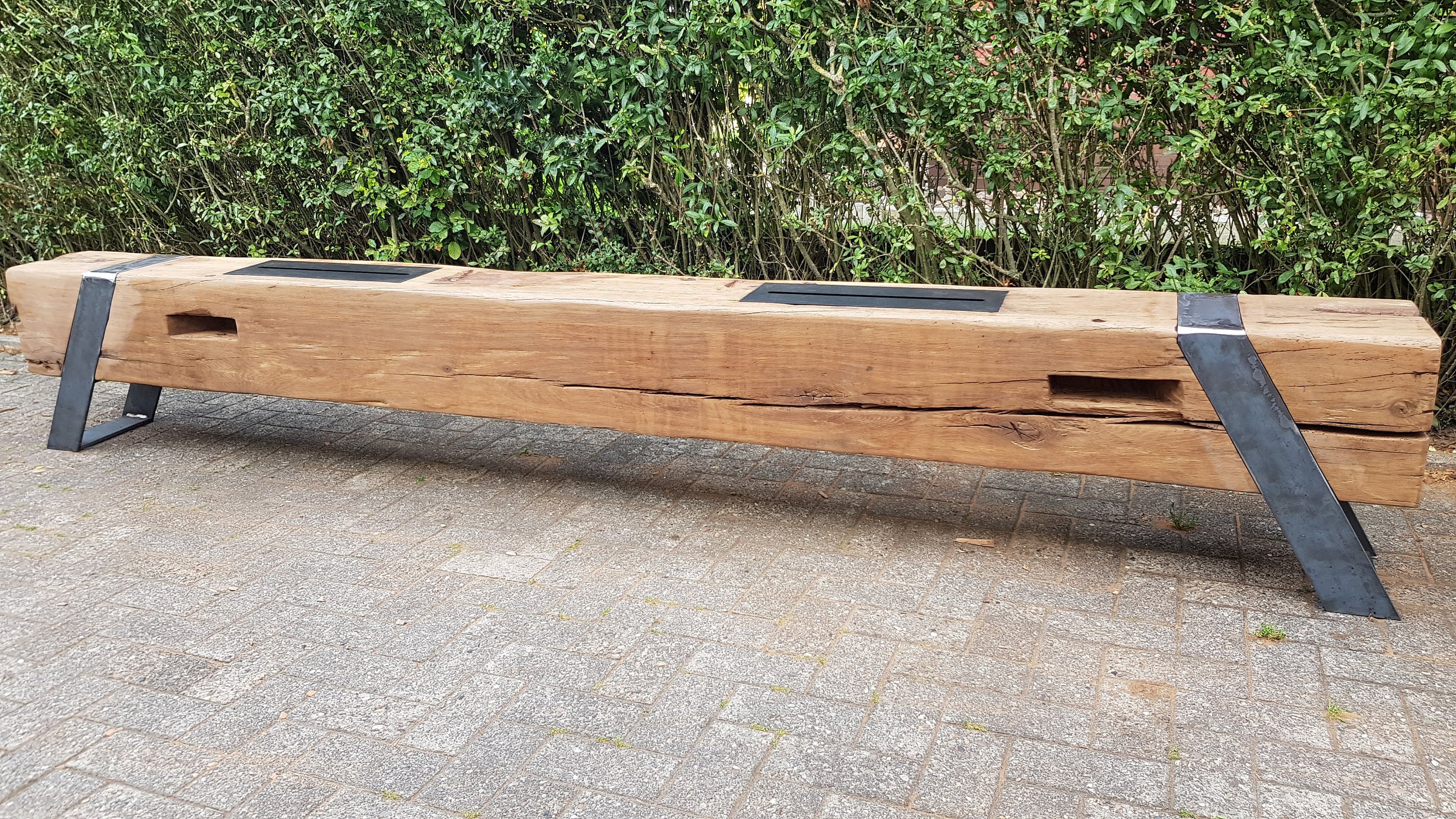 Feuerstelle Feuerbalken Terrassenfeuer Bank Eichenbalken | Etsy