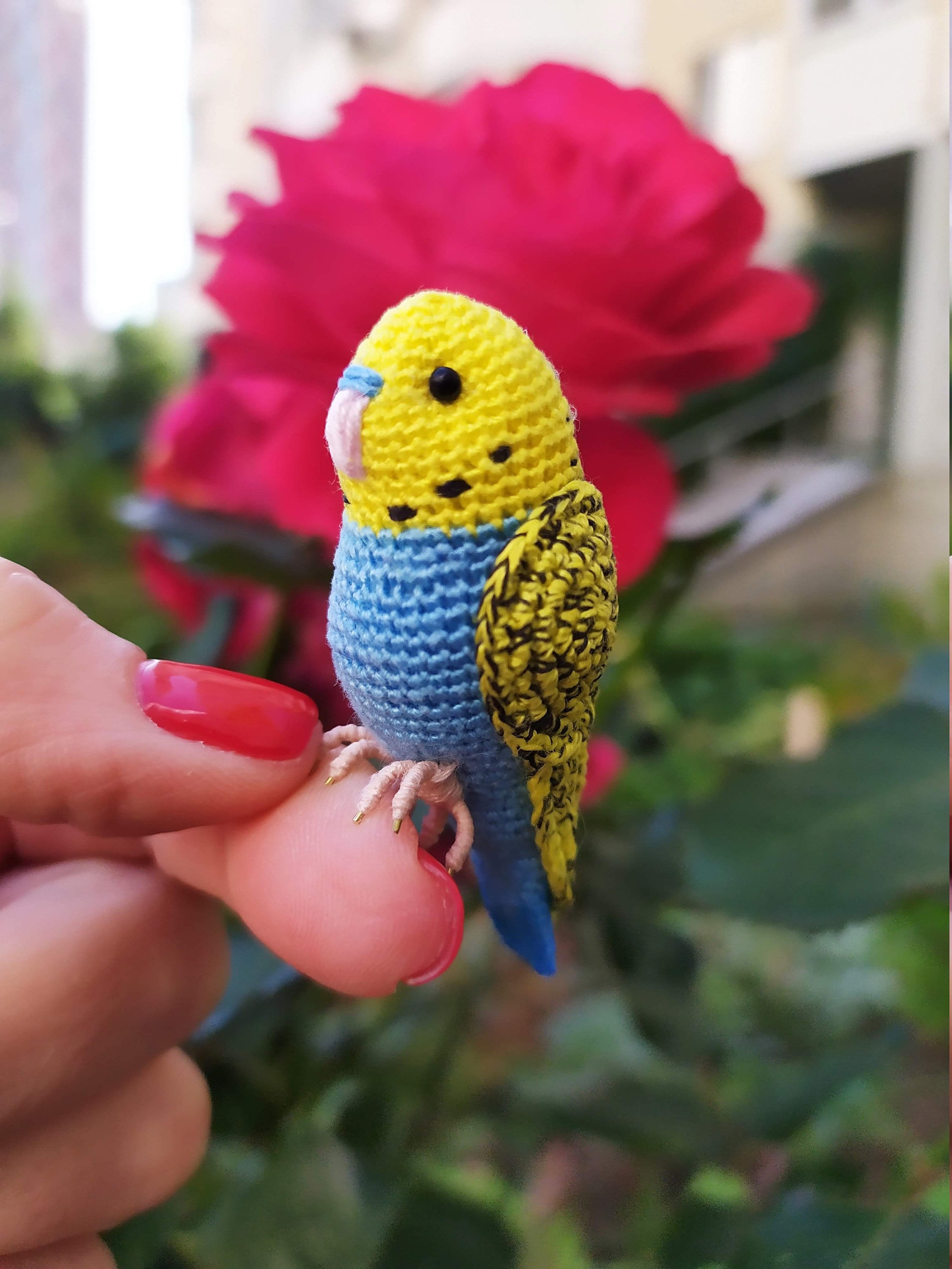 Tiny crochet blue budgie cute crochet colorful bird Crochet Etsy