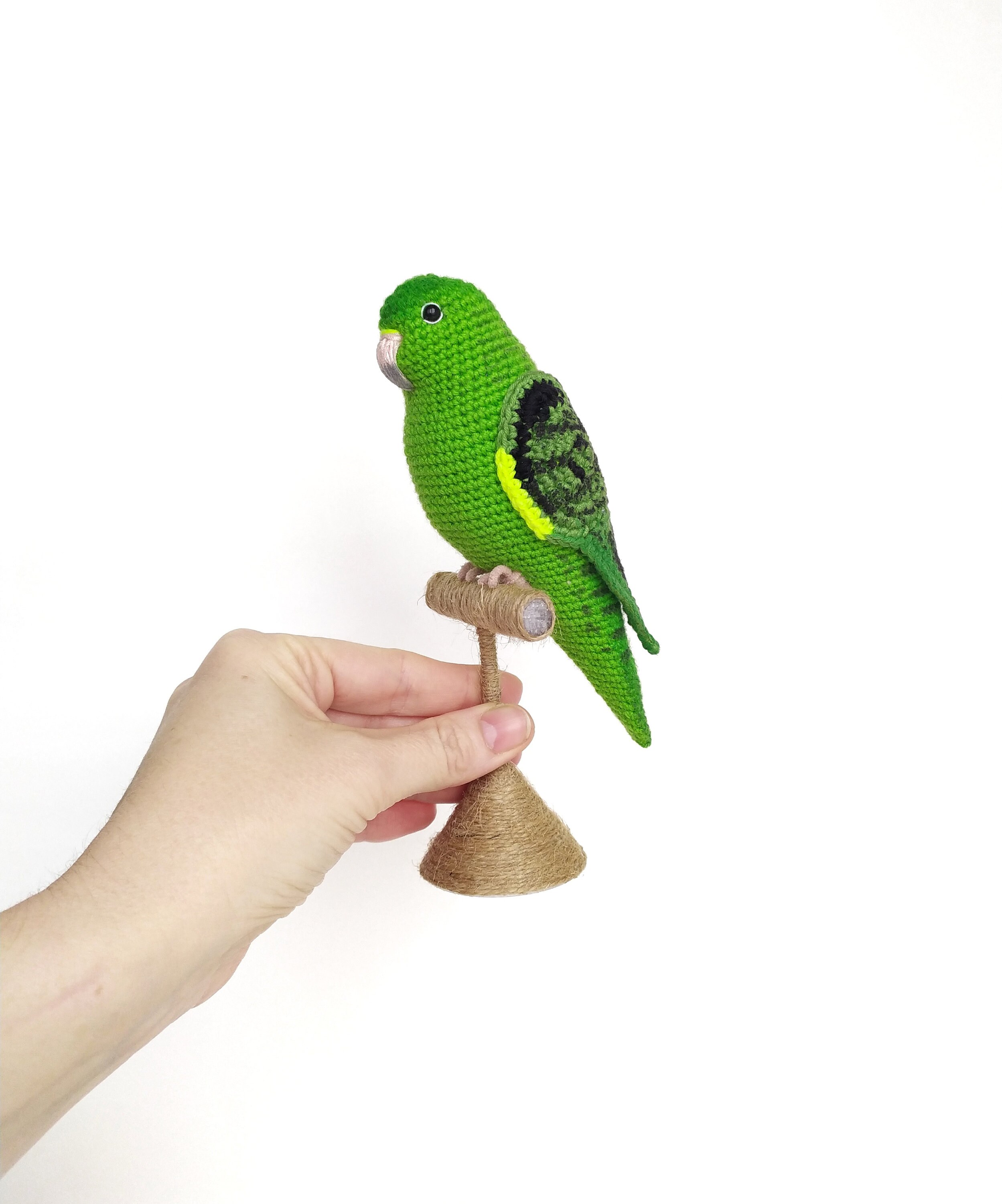 Сustom crochet toy green lineolated parakeet bird toys bird Etsy
