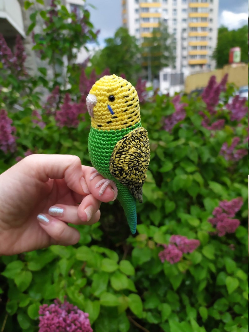 Crocheted budgie toy gift for bird lover green bird toy with Etsy