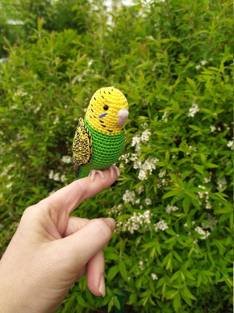 Crocheted budgie toy gift for bird lover green bird toy with Etsy