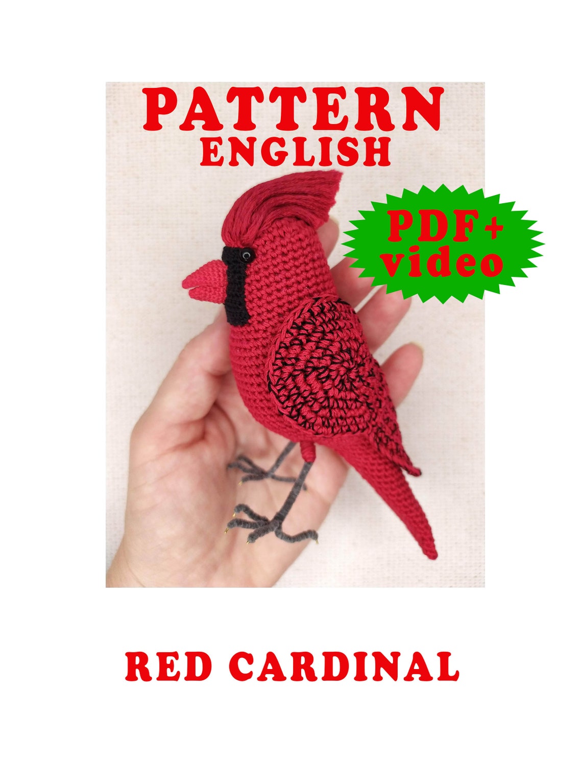 Amigurumi pattern red cardinal crochet bird pattern bird Etsy