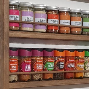 Oil & Spice Rack Rustic 2-4 Shelf Handmade Wooden Wall Mountable Kitchen Storage image 8