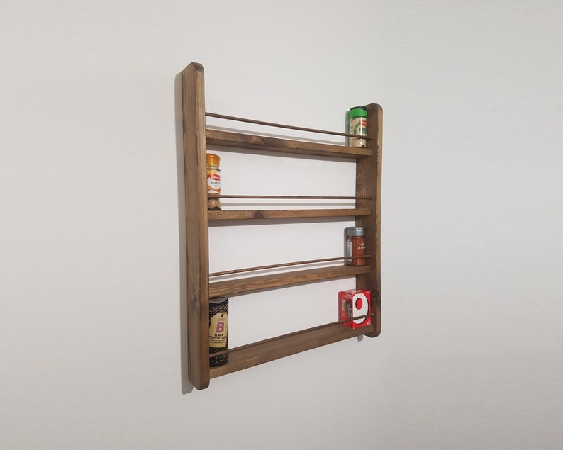 Spice Rack Rustic 25 Shelf Wall Mountable Kitchen Storage Etsy UK