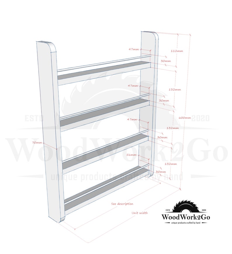 Spice Rack 2-5 Shelf Wall Mountable Kitchen Storage image 4