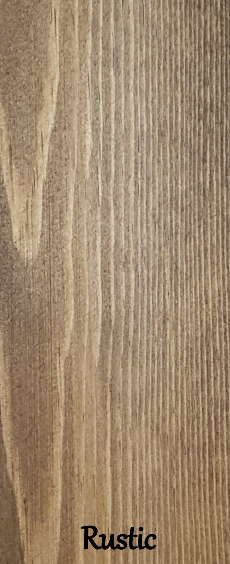 May include: Close-up of a rustic wood grain texture with the word "Rustic" printed in black at the bottom.