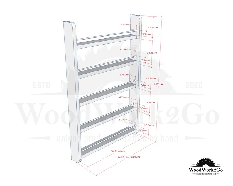 Spice Rack White Dyed 25 Shelf Wall Mountable Kitchen Storage Etsy UK