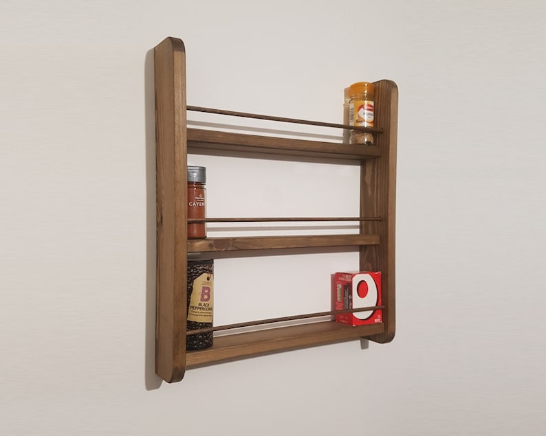 Spice Rack Rustic 25 Shelf Wall Mountable Kitchen Storage Etsy UK