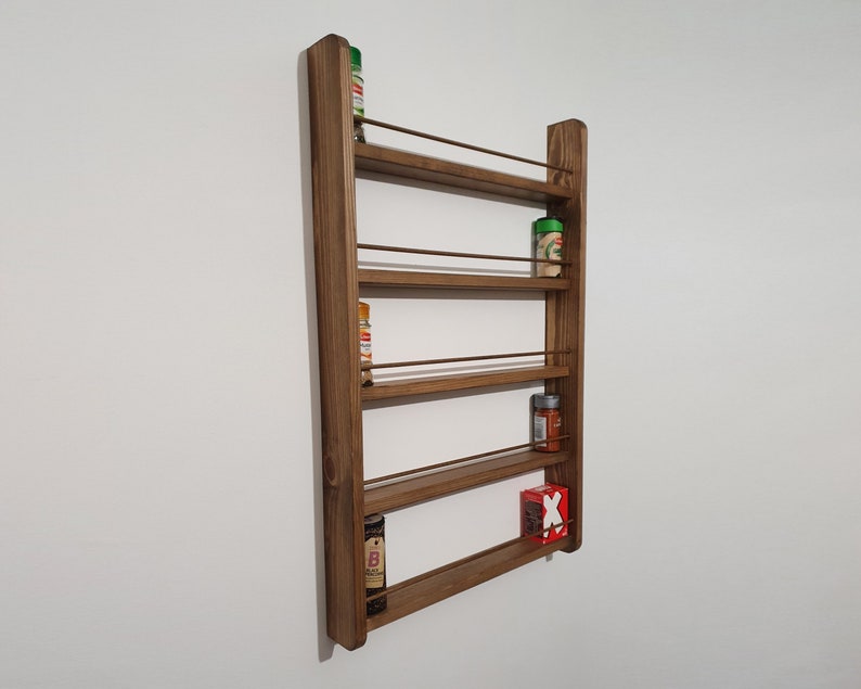 Spice Rack Rustic 25 Shelf Wall Mountable Kitchen Storage Etsy UK