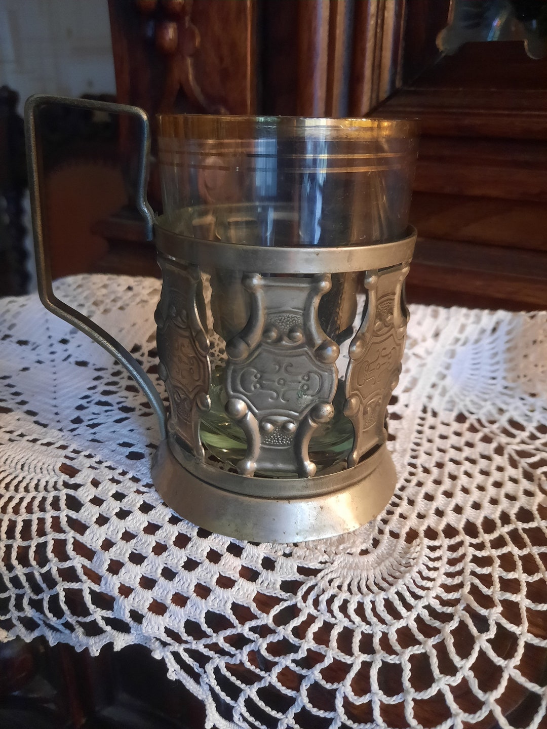 Редкий Винтаж Советский Металлический Стеклодержатель Советский Чай ...