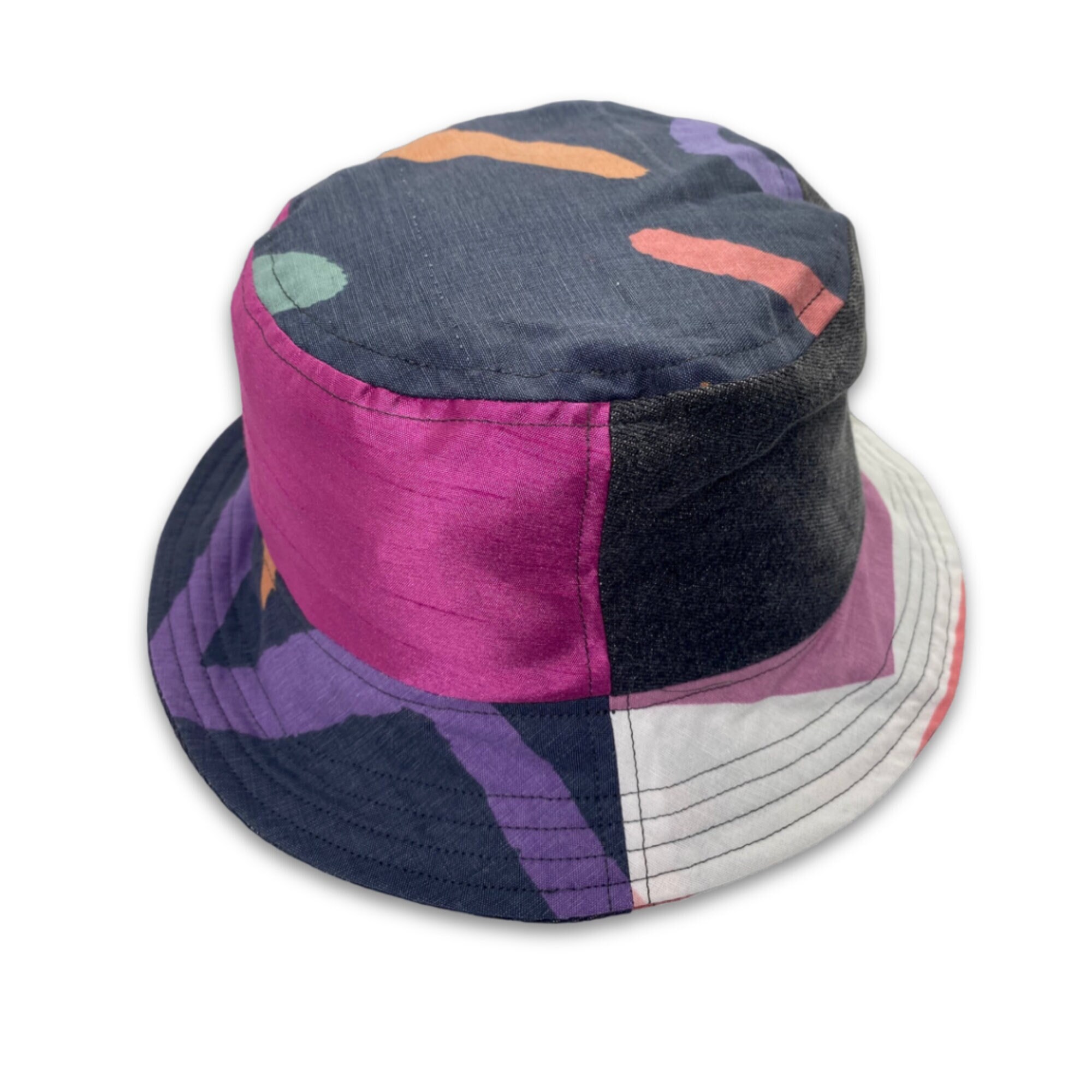 MulticolorFaux Fur Reversible  Patchwork Bucket Hat Reversible Bucket Hat Upcycled Quilted Patchwork Faux Fur  main image 4