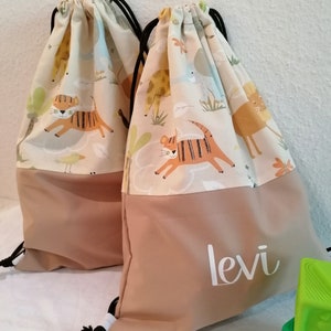 Gym bag, backpack, boys, girls, animals, jungle animals, unisex, neutral, personalized, elephant, lion, giraffe, gifts for children
