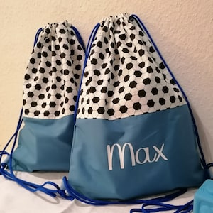 Turnbeutel, Kindergartenturnbeutel, Kindergartenrucksack, personalisiert, Fußball, Mädchen, Junge, blau, braun, grau, rosa