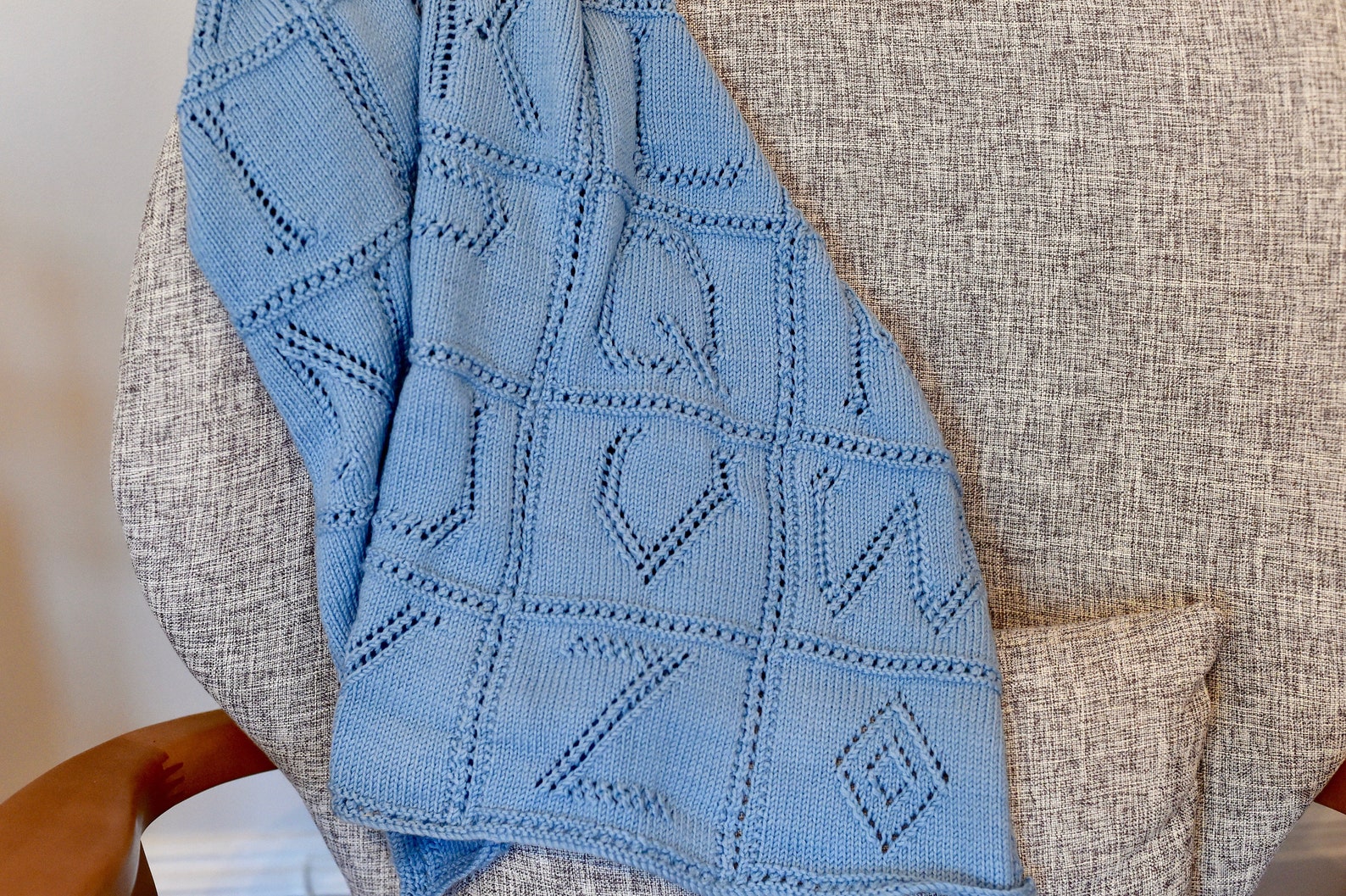 Hand Knit Heirloom Baby Blanket in Lace Alphabet Pattern Etsy New Zealand