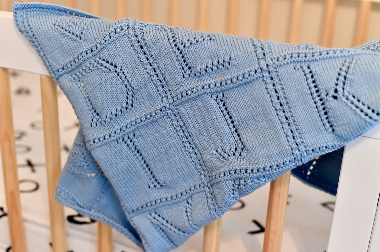 Hand Knit Heirloom Baby Blanket in Lace Alphabet Pattern Etsy New Zealand