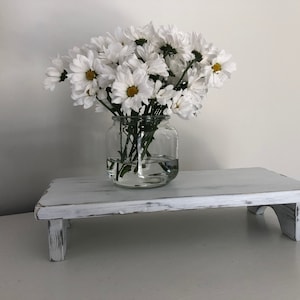 Rustic Wood Riser | Farmhouse Style Riser | Distressed Wood Riser | Painted White Riser | Handmade Wood Riser | Wood Stand |