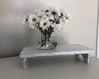 Rustic Wood Riser | Farmhouse Style Riser | Distressed Wood Riser | Painted White Riser | Handmade Wood Riser | Wood Stand |