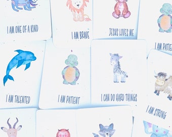 Kids Affirmation Cards: Watercolor Animals, Lunch Box Notes (PDF)
