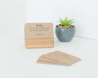 Classic Men Scripture Cards with Personalized Name, Bible Verse Memory Cards for Dad