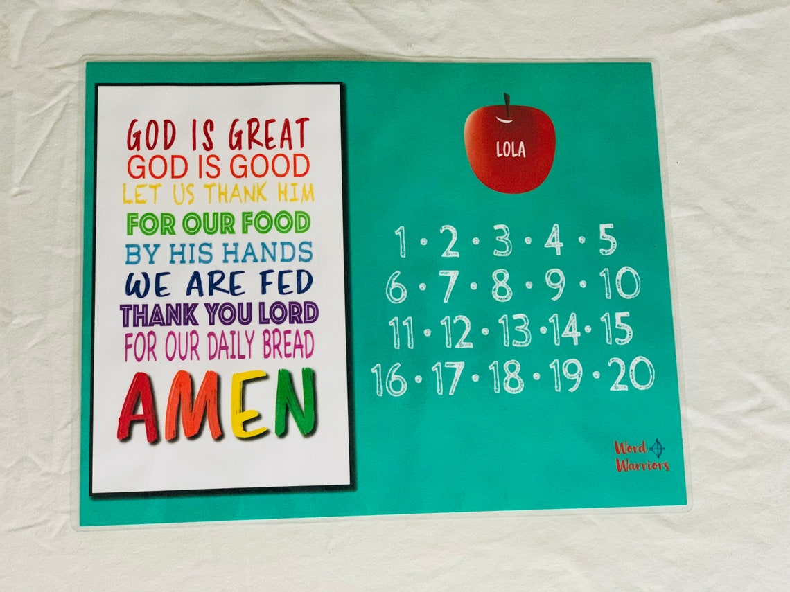 Personalized Placemat Single or Set of 6 Available Christian Etsy