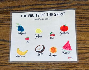 Fruits Placemat Sets, Bible Verse Placemats for Kids, Fruits of The Spirit Kids Placemat, Gifts for Christian Table Mat Gift