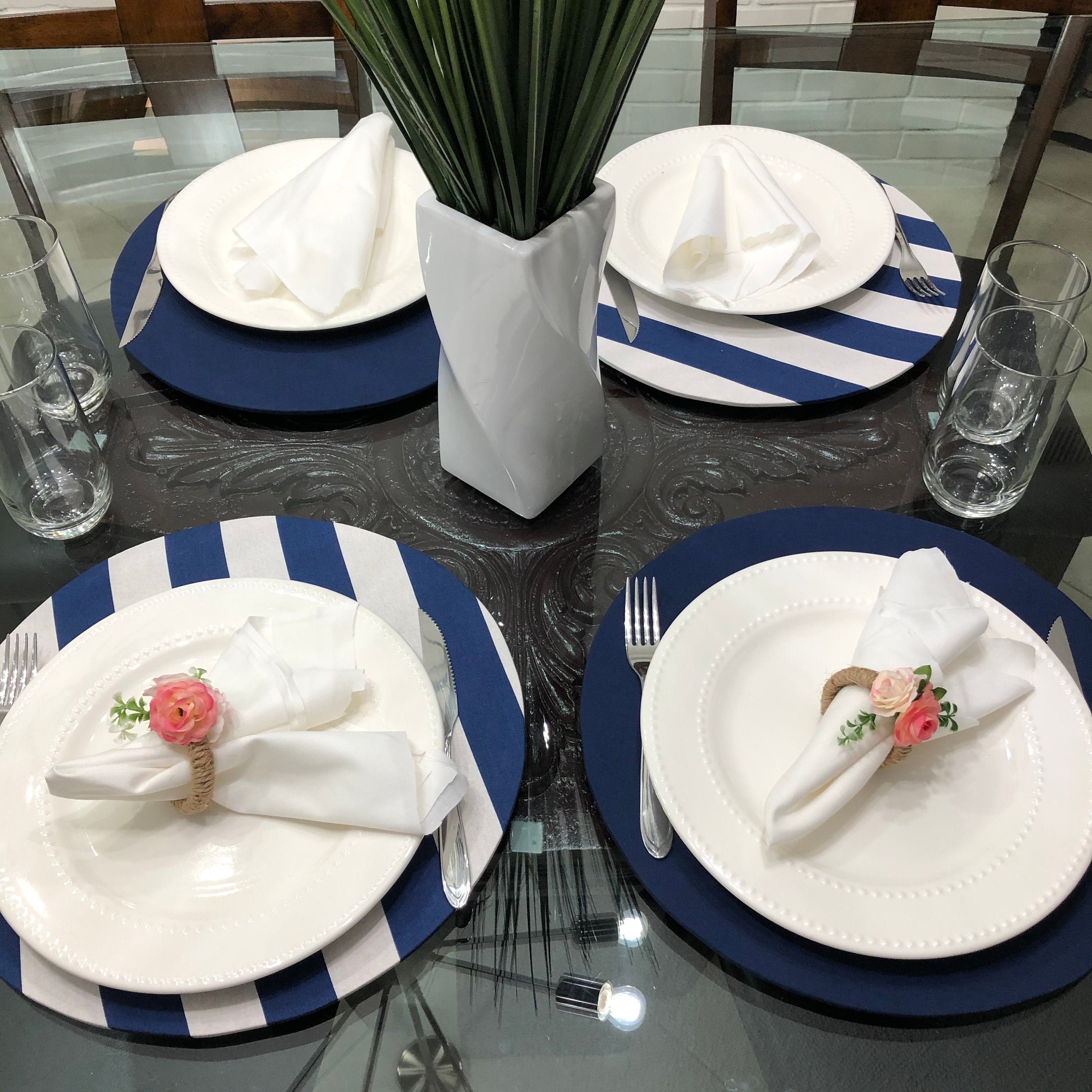 Table Decor, Sousplat, Stripes, Dark Blue, Dinner Decoration,home