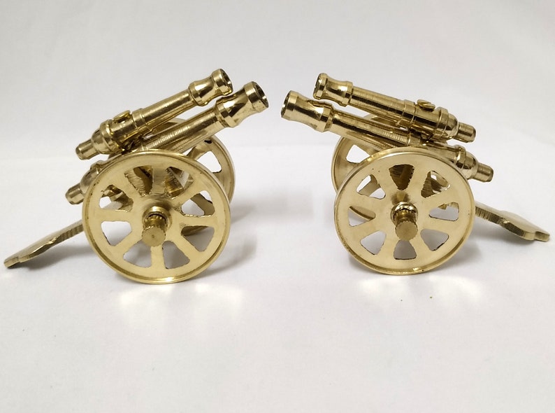Antique Home Decoration Brass Double Barrel Cannon 4 Inch Long Vintage Brass Cannon Home Decor Decorative Brass Cannon Brass Figurines