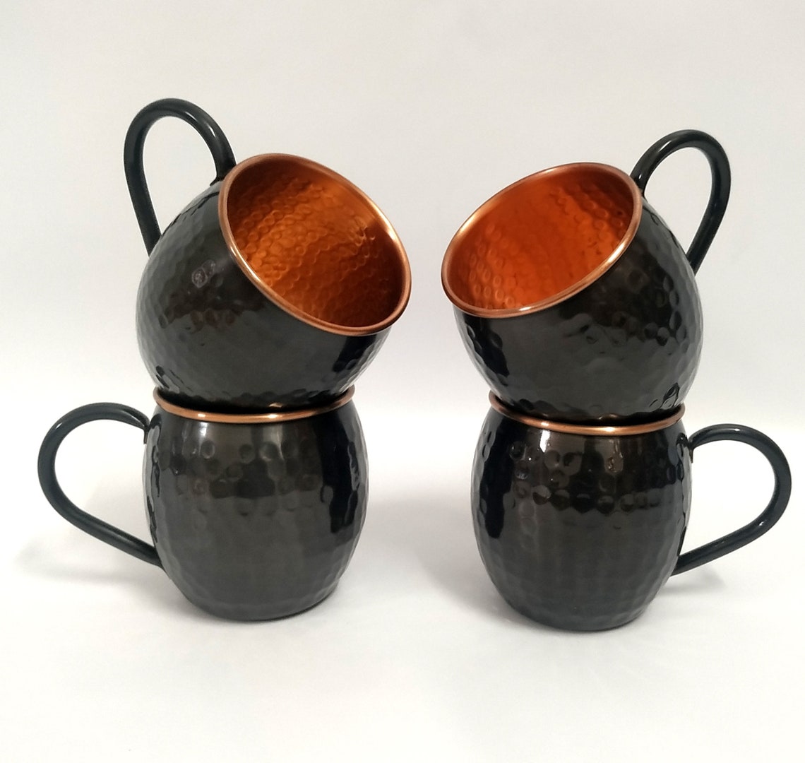 Antique Black Moscow Mule Copper Mugs With Lid Handcrafted Etsy