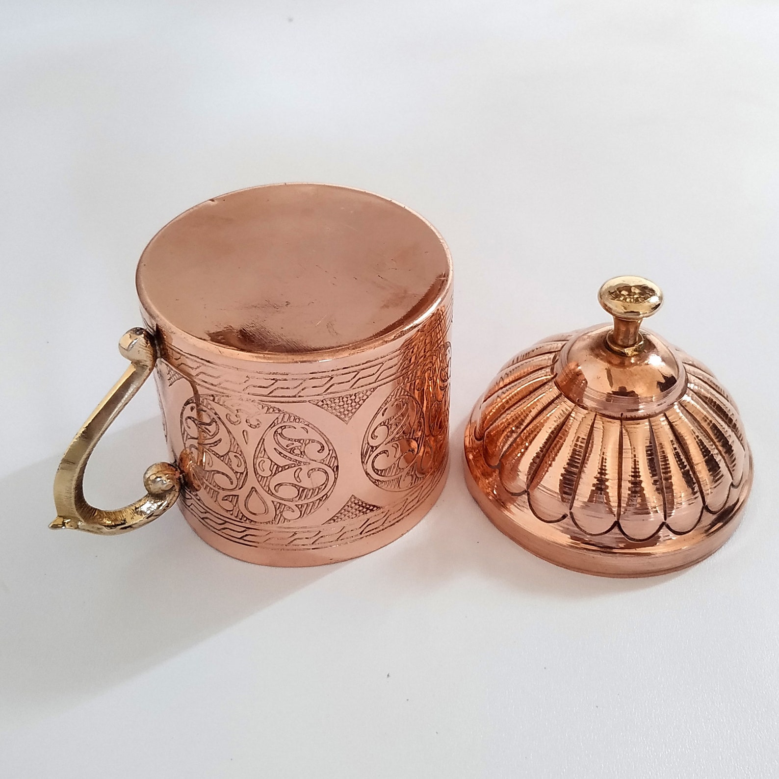 Antique Copper Sugar Bowl with lid Unique Copper Hammered and Etsy