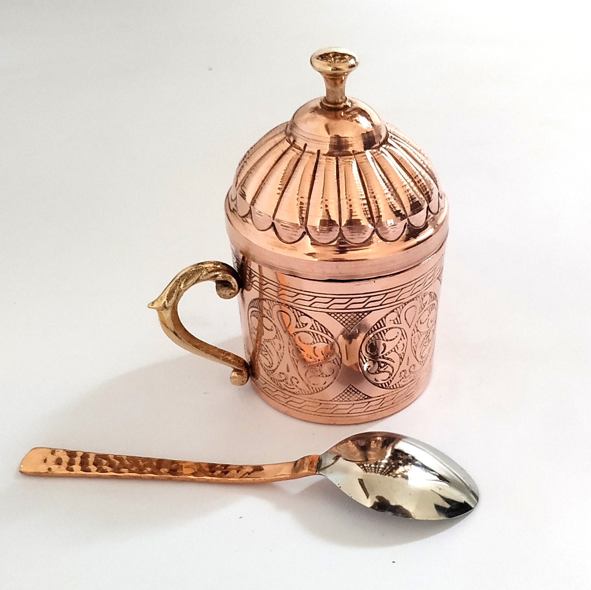 Antique Copper Sugar Bowl with lid Unique Copper Hammered and Etsy