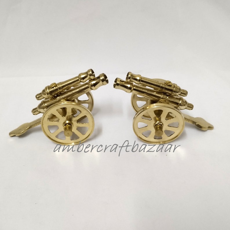 Antique Home Decoration Brass Double Barrel Cannon 4 Inch Long Vintage Brass Cannon Home Decor Decorative Brass Cannon Brass Figurines