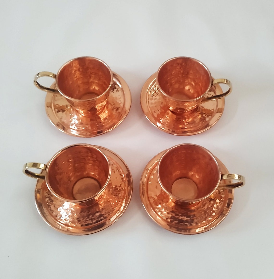 Vintage Style Copper Tea Cup With Copper Costars Coffee Cups Etsy