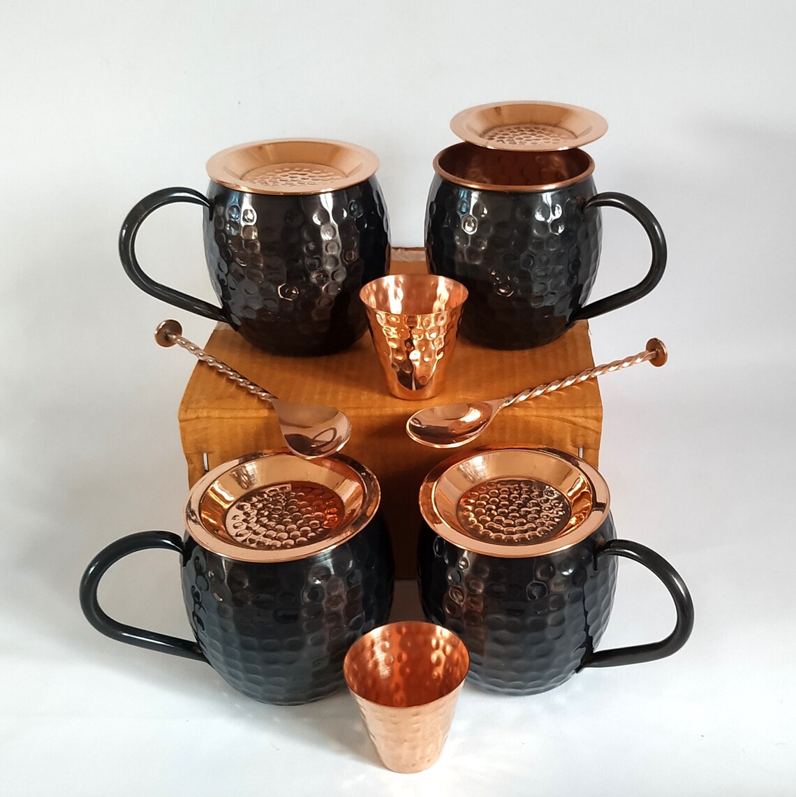 Antique Black Moscow Mule Copper Mugs With Lid Handcrafted Etsy