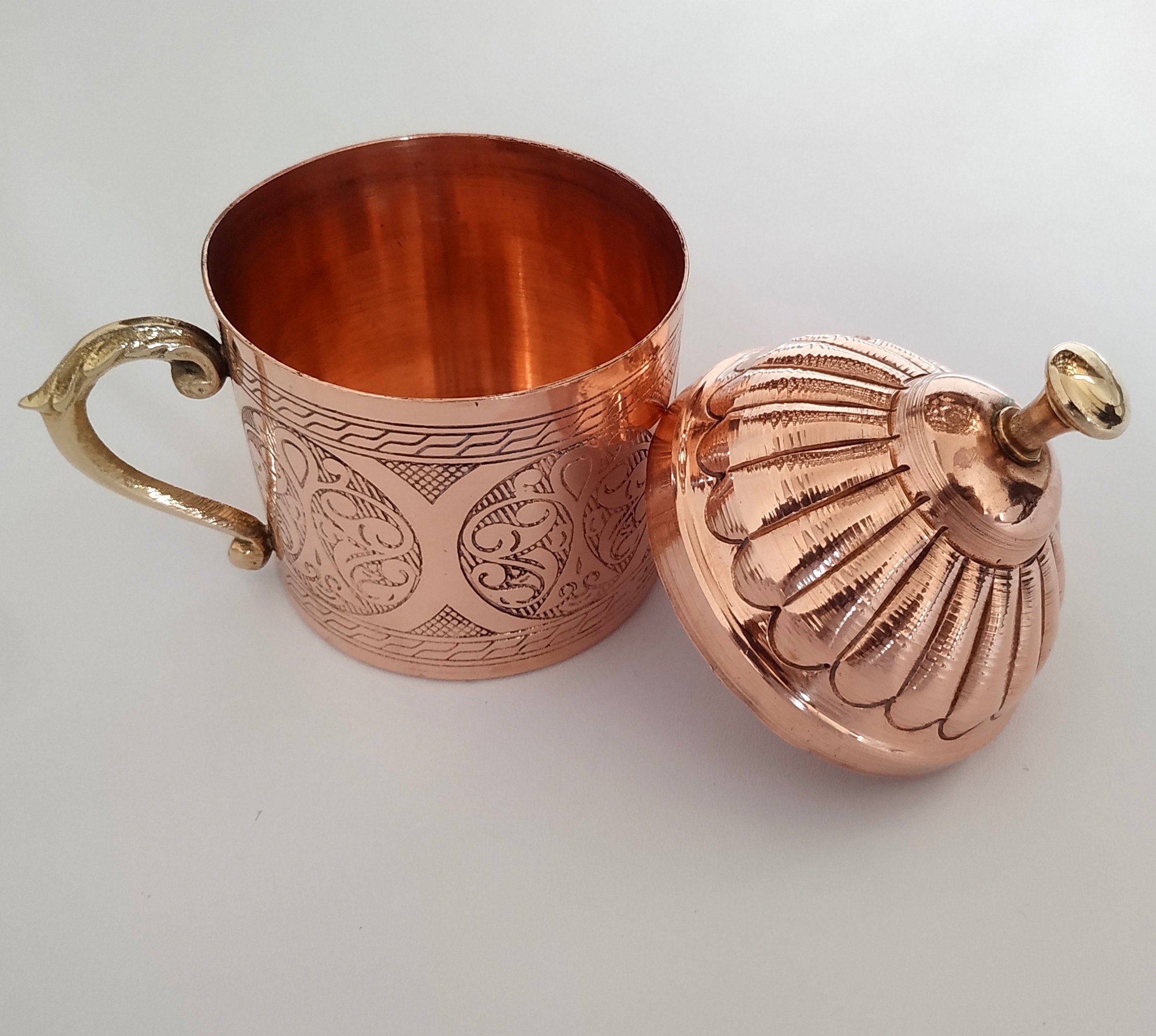 Antique Copper Sugar Bowl with lid Unique Copper Hammered and Etsy