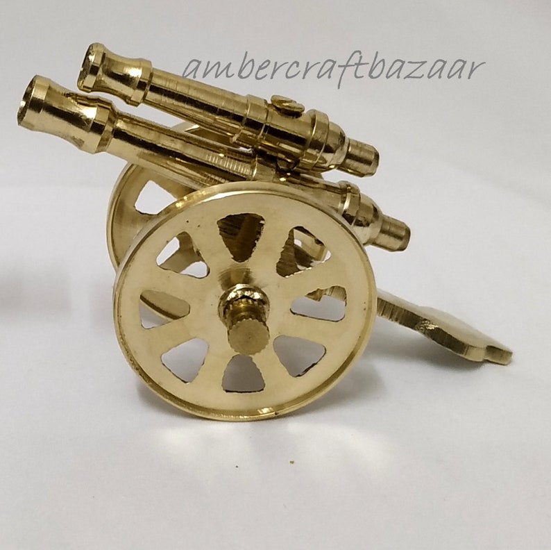 Antique Home Decoration Brass Double Barrel Cannon 4 Inch Long Vintage Brass Cannon Home Decor Decorative Brass Cannon Brass Figurines