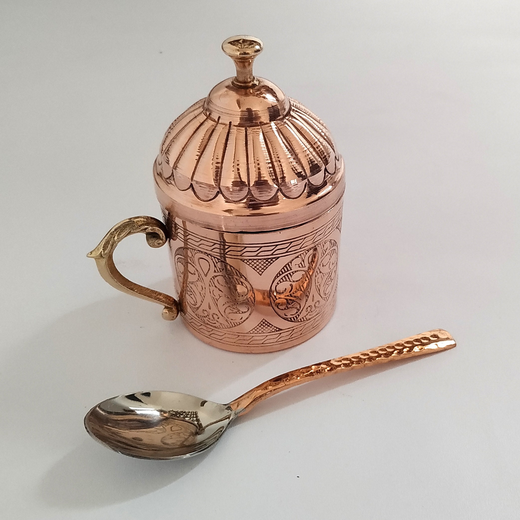Antique Copper Sugar Bowl with lid Unique Copper Hammered and Etsy