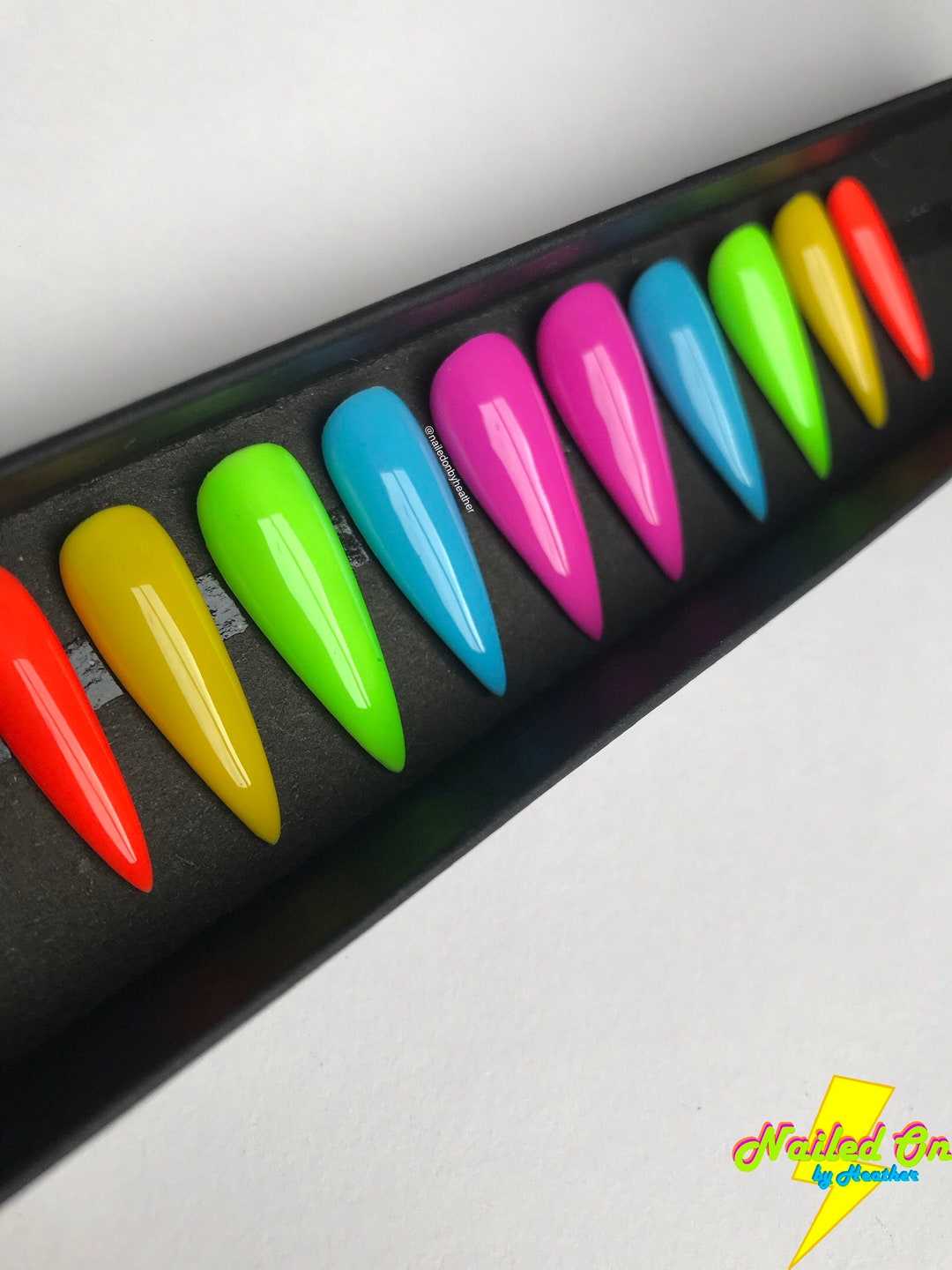 Neon Rainbow Neon Nails Glossy Nails Fake Nails Press - Etsy
