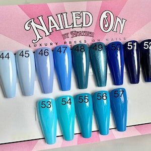 Solid Color Gel Nägel || Blaue Nägel || Drücken Sie auf die Nägel || Gel X Nägel || Zuhause Gel Nägel || Salon Nägel || Schürzen || Personalisierte Gelnägel