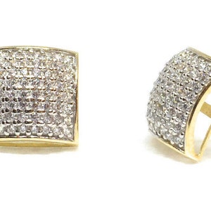 ADIRFINE 14K Solid Gold Square Micro Pave Cubic Zirconia Stud Earrings