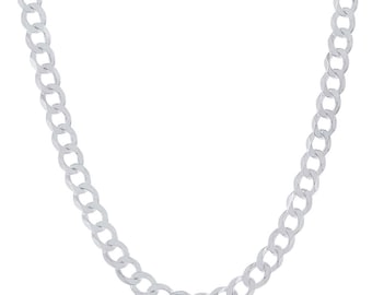 ADIRFINE 925 Solid Sterling Silver 5mm Curb Cuban Link Chain