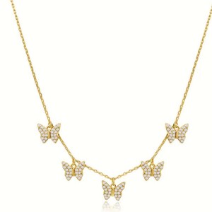 ADIRFINE 925 Sterling Silver Butterfly Charm Adjustable Choker Necklace