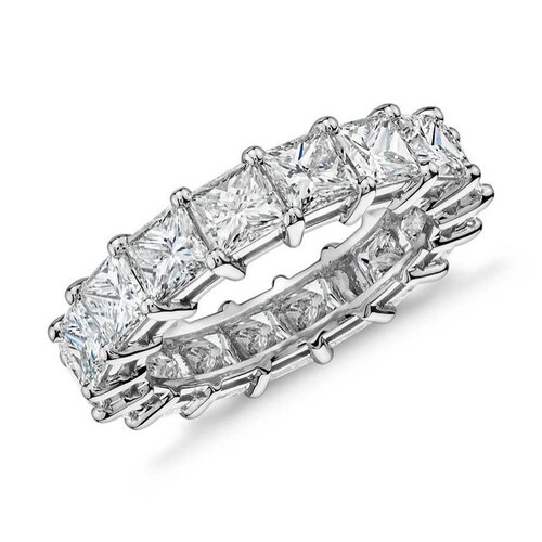ADIRFINE Alianza de eternidad de plata de ley 925 de 4 mm con corte princesa