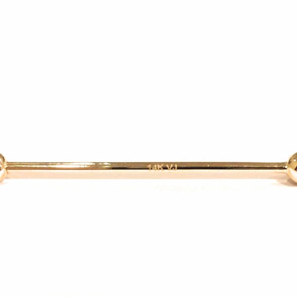 ADIRFINE 14K Solid Gold 14 Gauge Industrial straight Barbell Body Jewelry