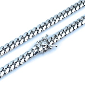 Cadena de eslabones cubanos Miami de 8 mm de plata esterlina: collar hipoalergénico