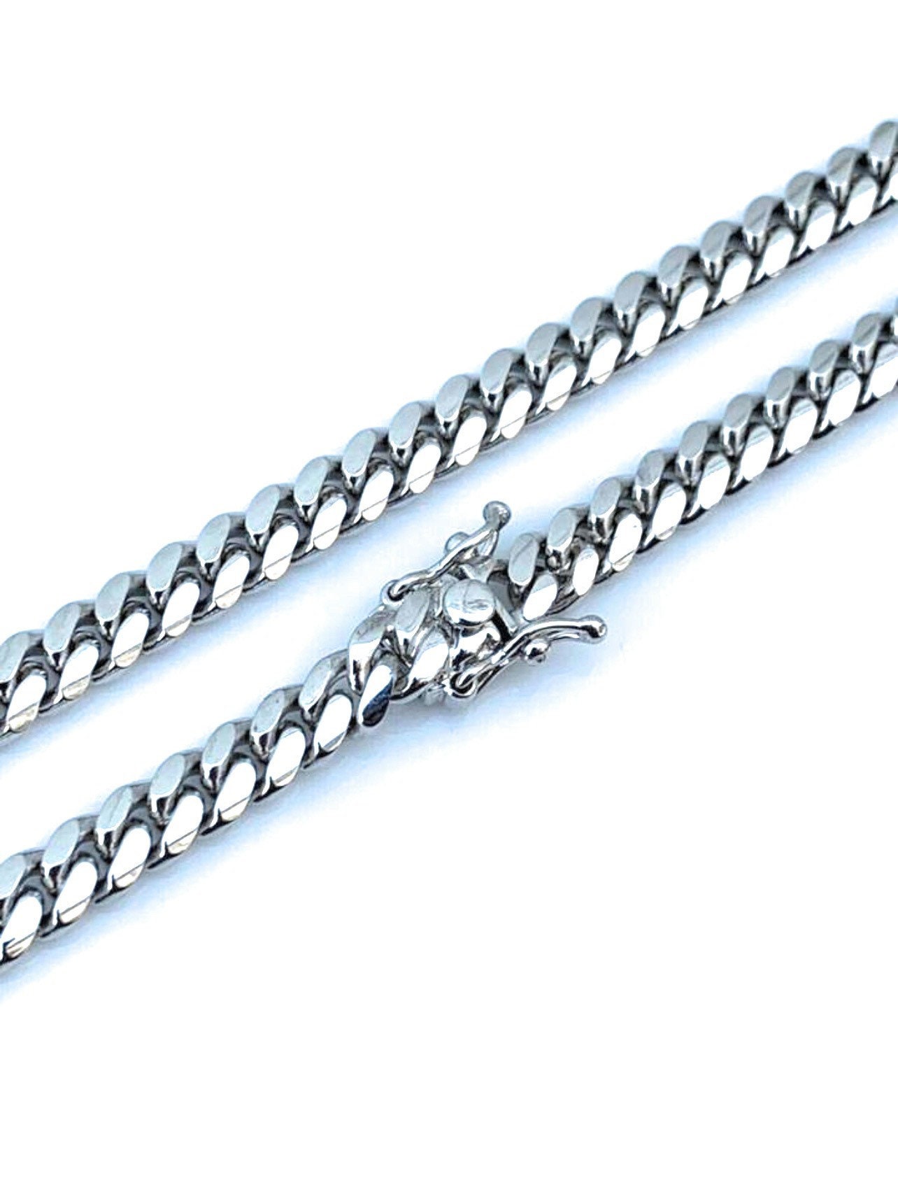 6mm 925 Solid Miami Cuban Sterling Silver Box Lock Chain Real