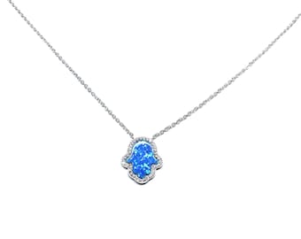 Sterling Silver Opal Hamsa Bracelet: Good Luck Charm