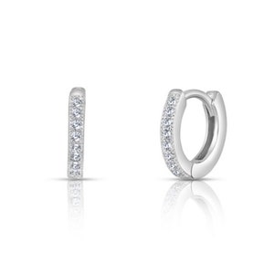 Orecchini Huggie Hoop ADIRFINE in argento sterling 925 con zirconi cubici