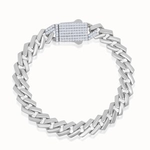 Catena a maglie cubane Miami Monaco in argento Sterling 925 ADIRFINE / Collana Monaco in argento Sterling da 9 mm.